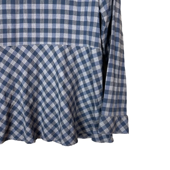 JJill Plaid Oversized Blouse Top Blue Gray Flowing Size Petite Small Long Sleeve - Picture 15 of 16
